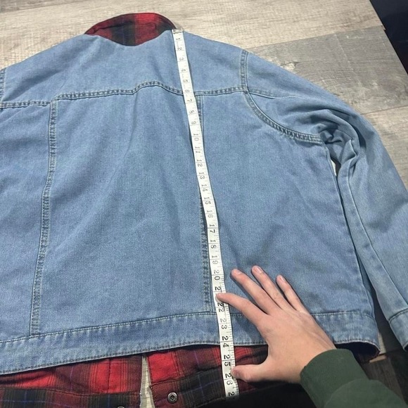 True vintage 80s flannel lined pearl snap button up jacket size measures XL-XXL - Picture 5 of 5